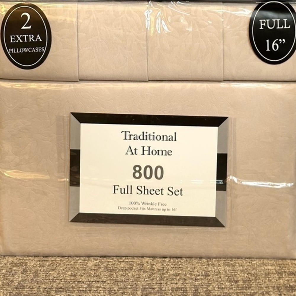 Traditional At Home 6pc Full Sheet Set Cafe Mocha embossed floral print
